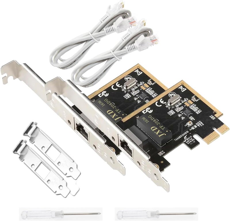 GWFIBER [Upgrade] PCIe Ethernet Card Nic 10/100/1000Mbps Gigabit PCI-Express Network Card (WIN10/11 Driver-Free) RJ45 Network LAN Card Wake On LAN Adapter Internal Computer Desktop PC for Win/Linux/Mac 2 PCS - Image 1